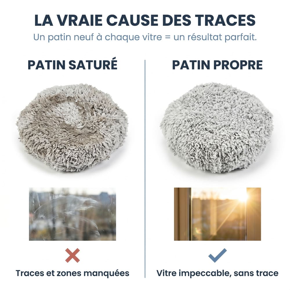 Patins microfibre pour robot lave-vitre